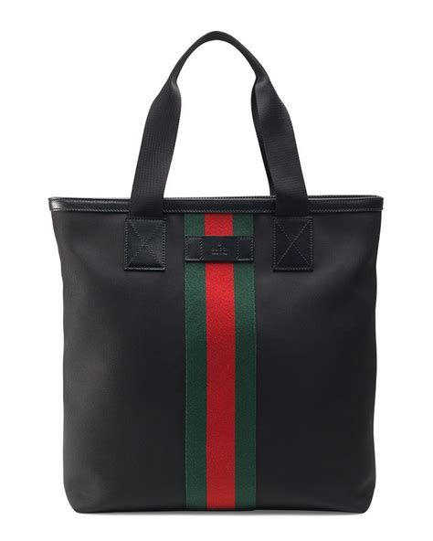 gucci totes black|Gucci black canvas tote bag.